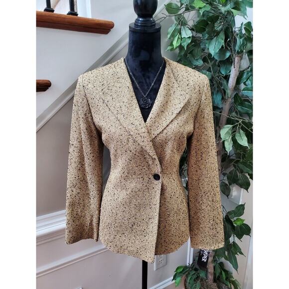 Kasper Women's Tan Rayon Single Breasted Long Sleeve Casual Jacket Blazer Size 6 - Picture 1 of 12